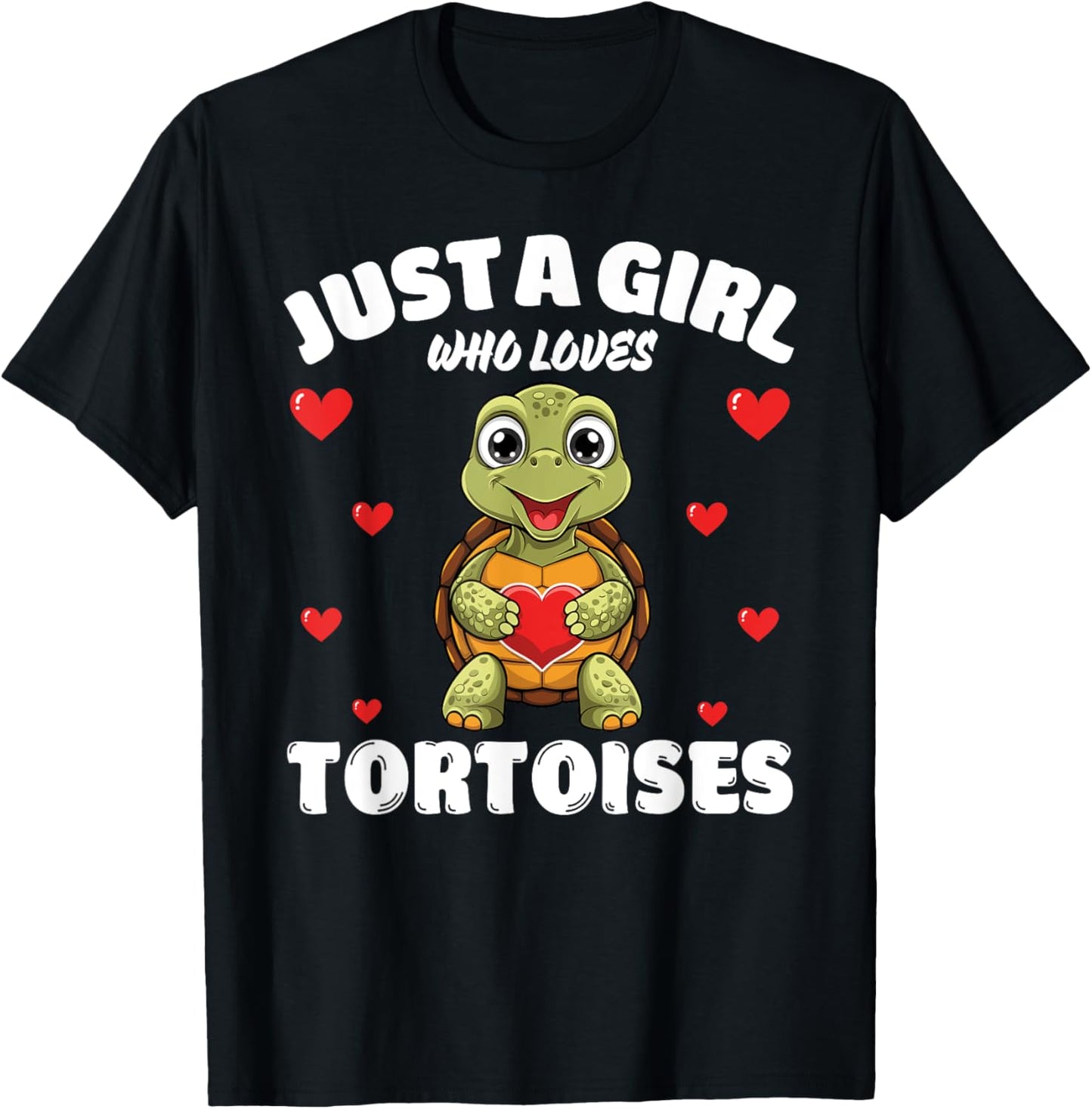 Just A Girl Who Loves Tortoises, Cute Tortoise Lovers T-Shirt - T-Shirt | Black