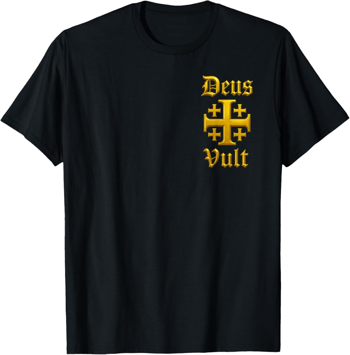 Deus Vult - Jerusalemkreuz - Katholischer Ritter T-Shirt - T-Shirt | Black