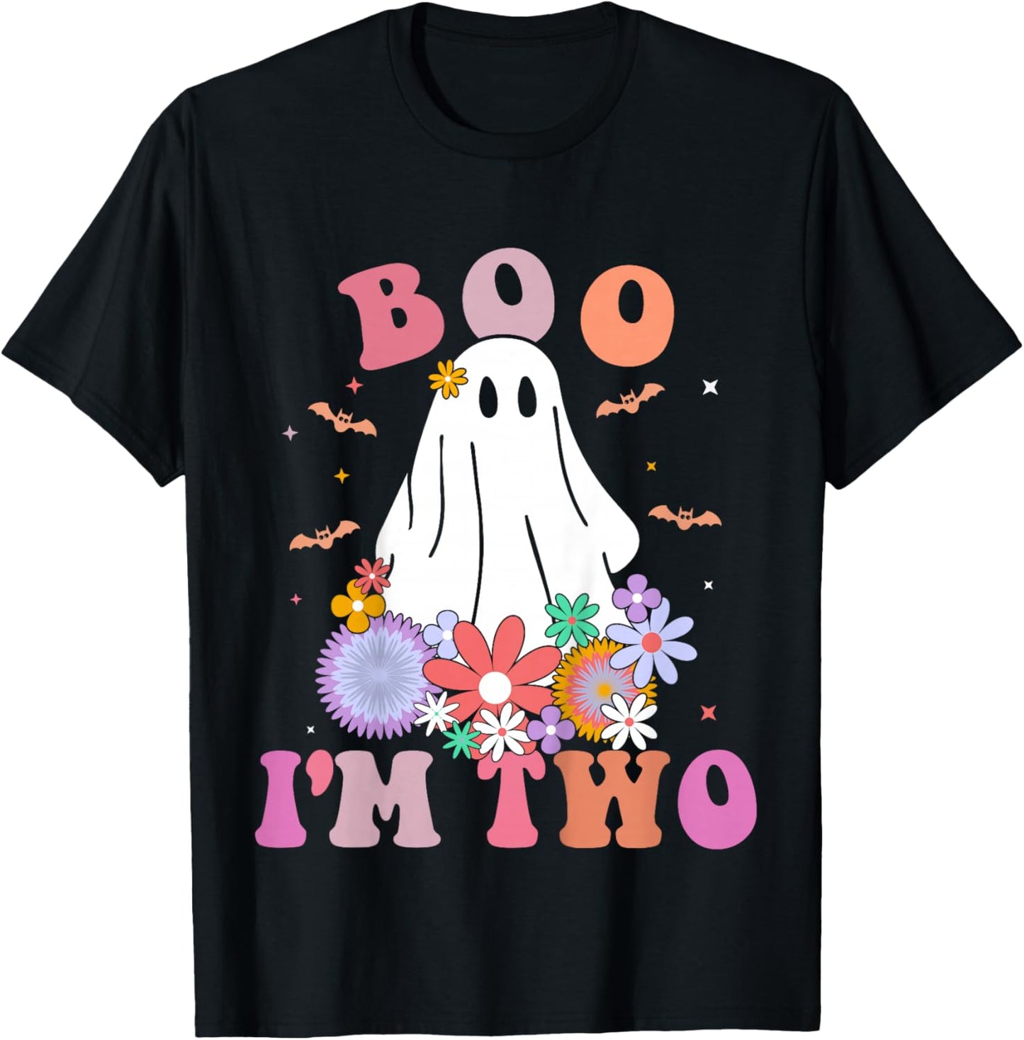 Kids Ghost Boo I'm Two Yr 2nd Birthday Kids Halloween Toddler T-Shirt - T-Shirt | Black