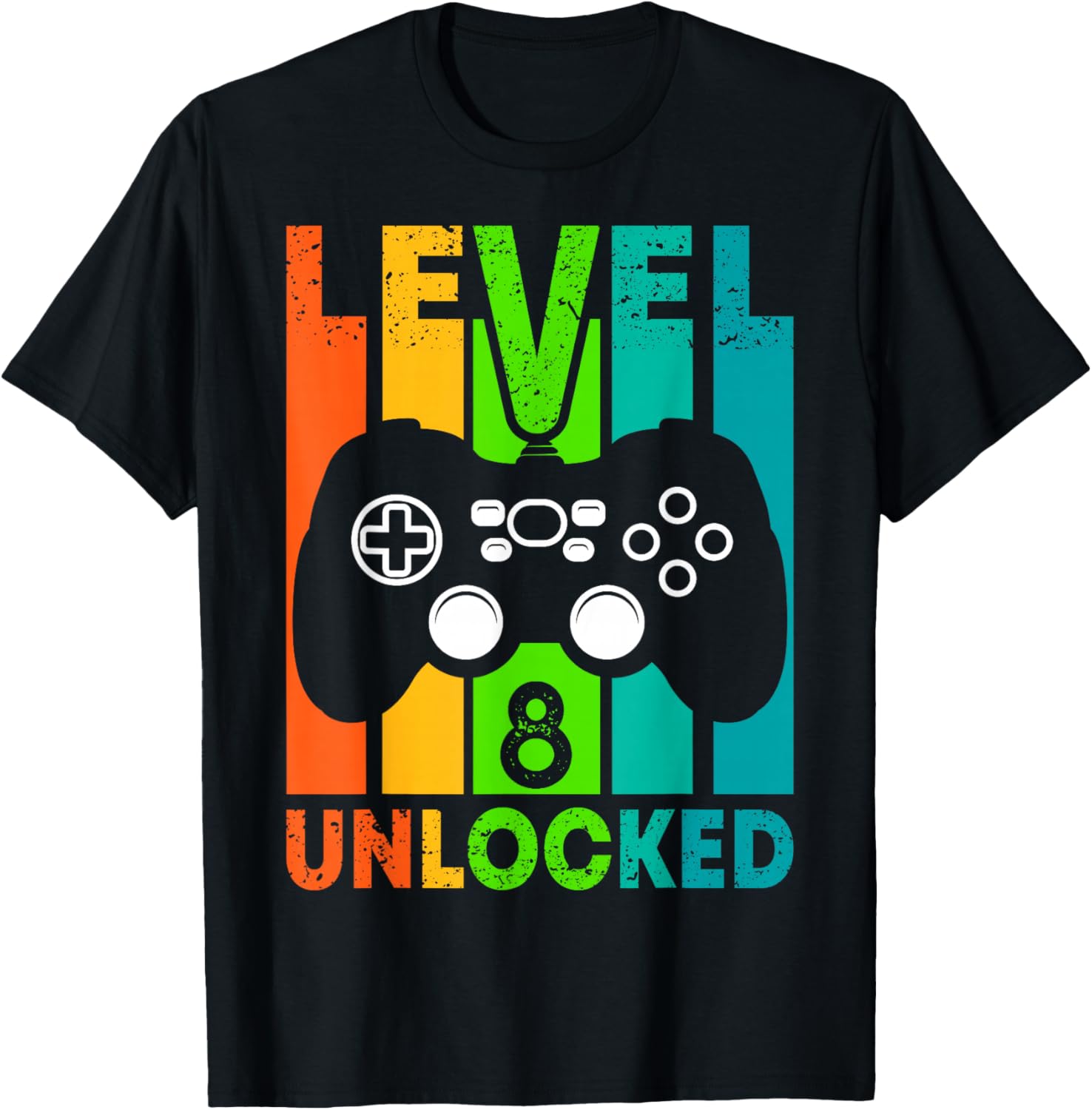 8th Birthday Gamer Boy or Gamer Girl - Level 8 Unlocked T-Shirt - T-Shirt | Black