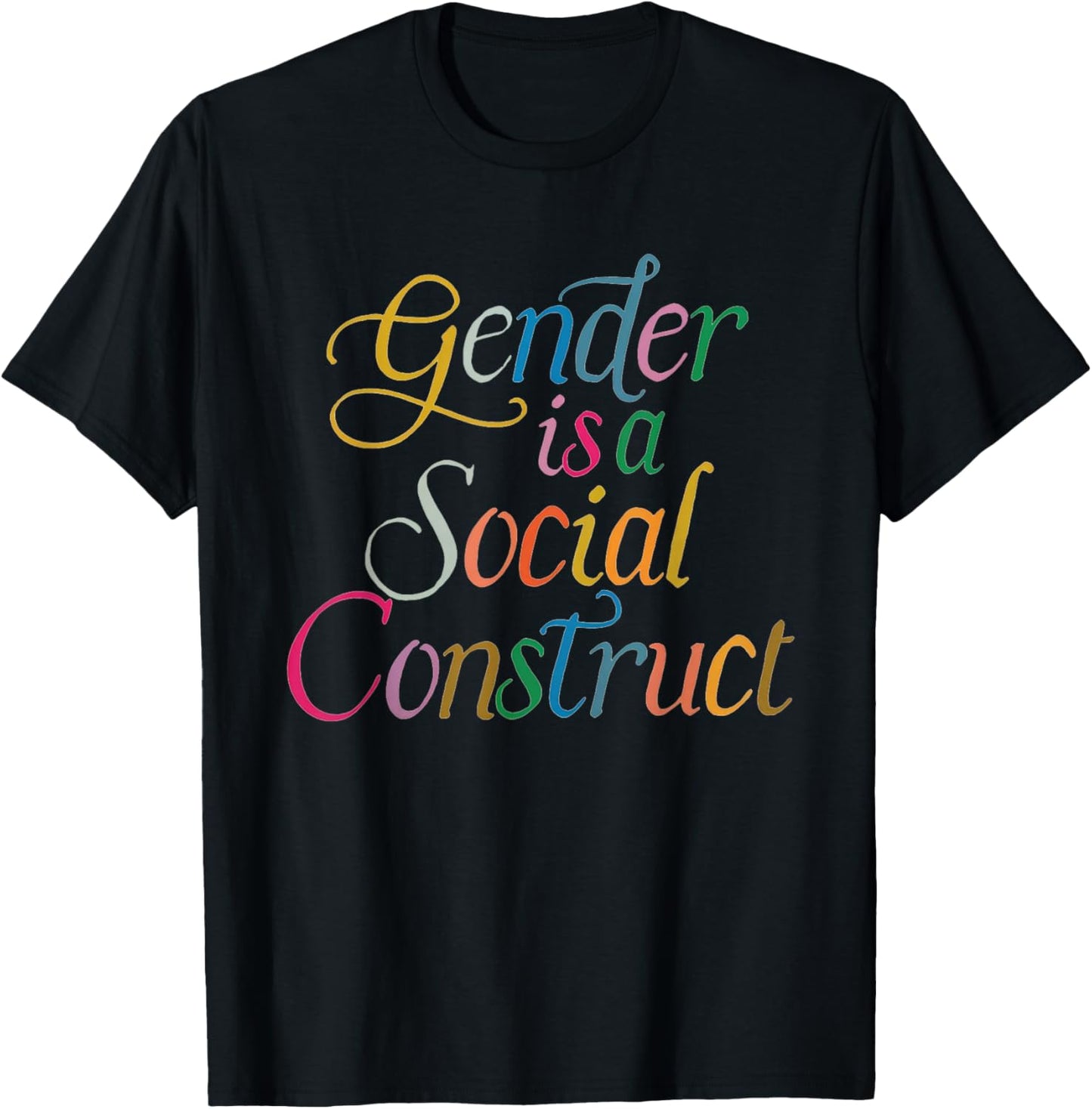 Gender Is A Social Construct Queer Non Binary Library Pride T-Shirt - T-Shirt | Black