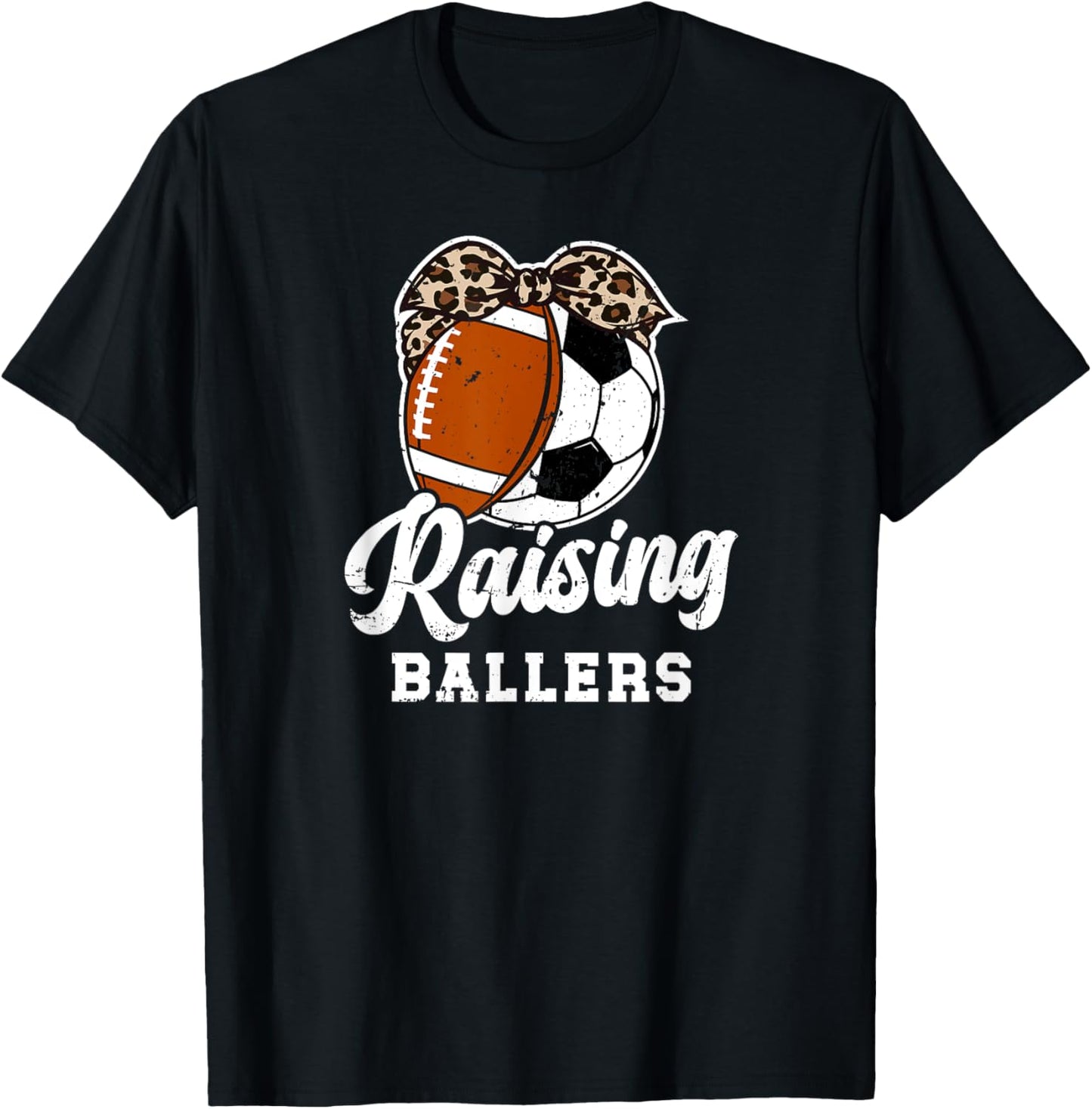 Raising Ballers Soccer Football Mom Soccer Football Mama T-Shirt - T-Shirt | Black