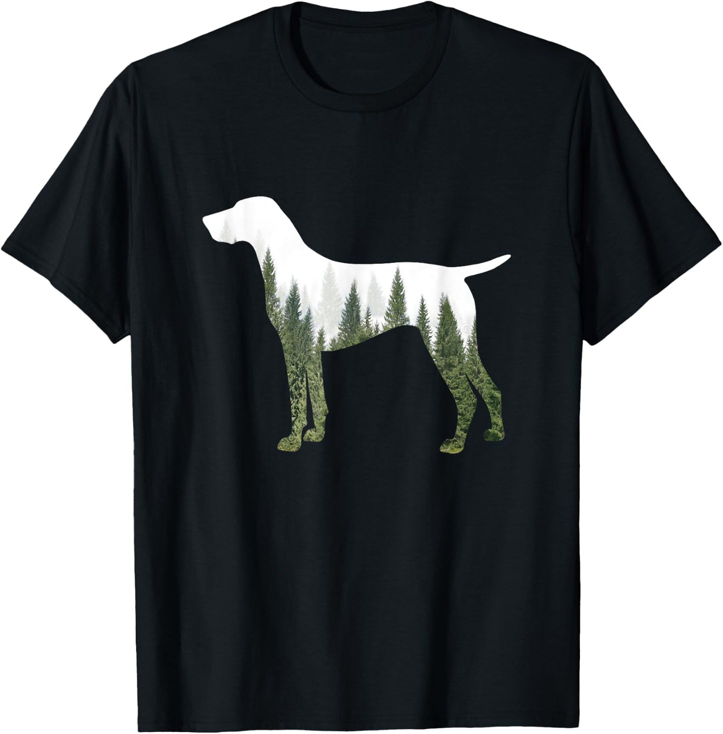German Shorthair Pointer Nature Silhoutte Forest T-Shirt - T-Shirt | Black