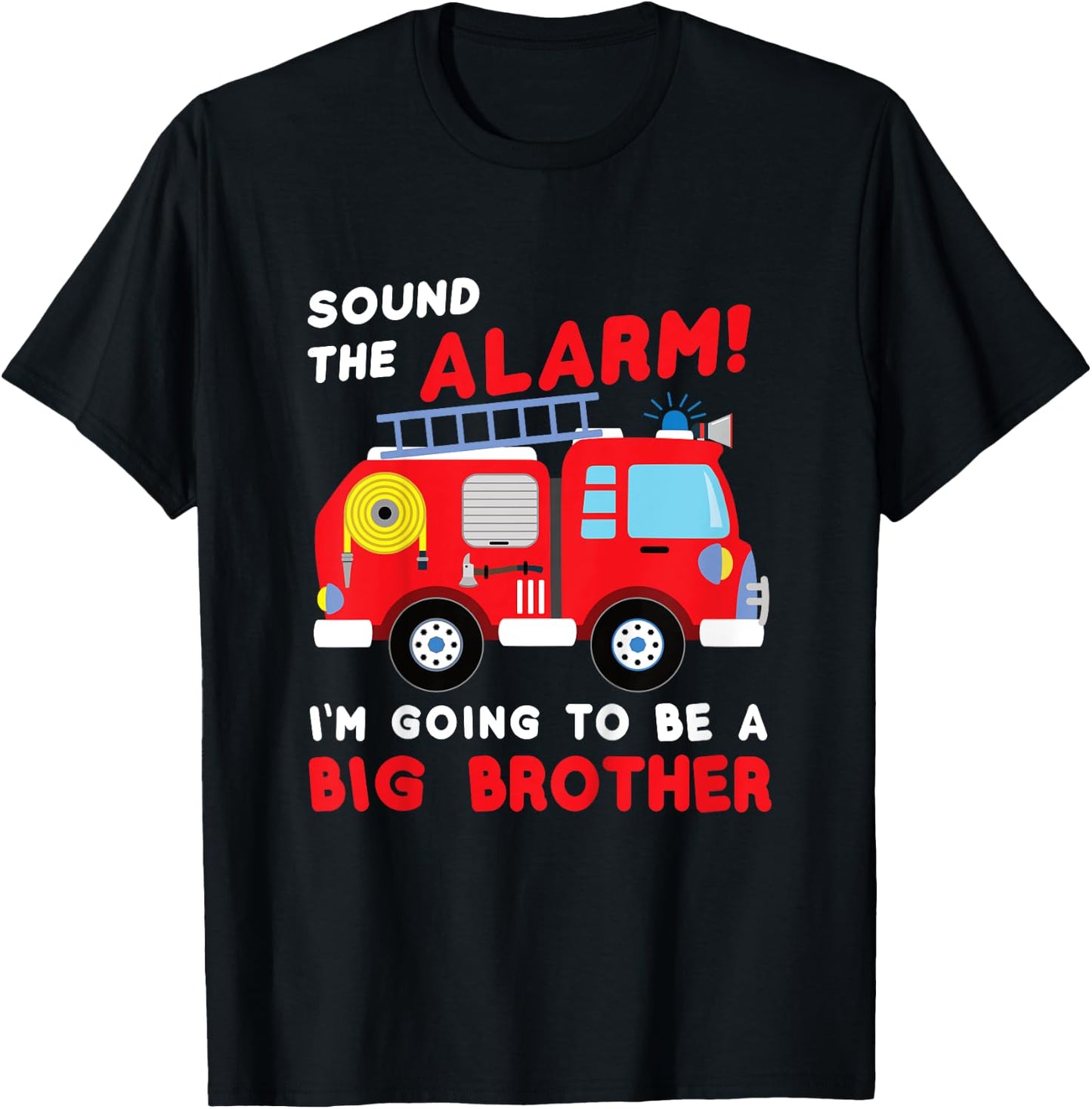 Kids Im going to be a big brother Shirt Firetruck baby reveal T-Shirt - T-Shirt | Black