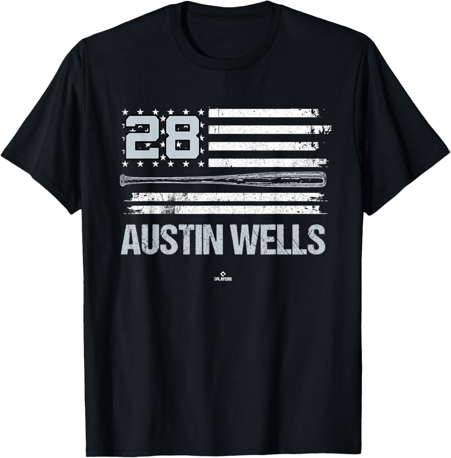 USA Flag Bat Austin Wells New York Baseball MLBPA T-Shirt - T-Shirt | Black