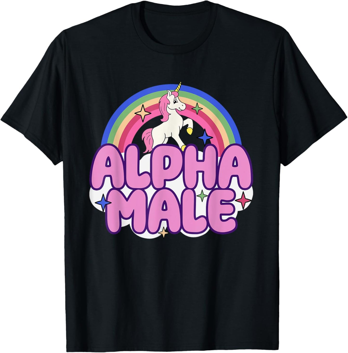 Alpha Male Unicorn Funny Sarcastic Ironic Weird Y2K Humor T-Shirt - T-Shirt | Black