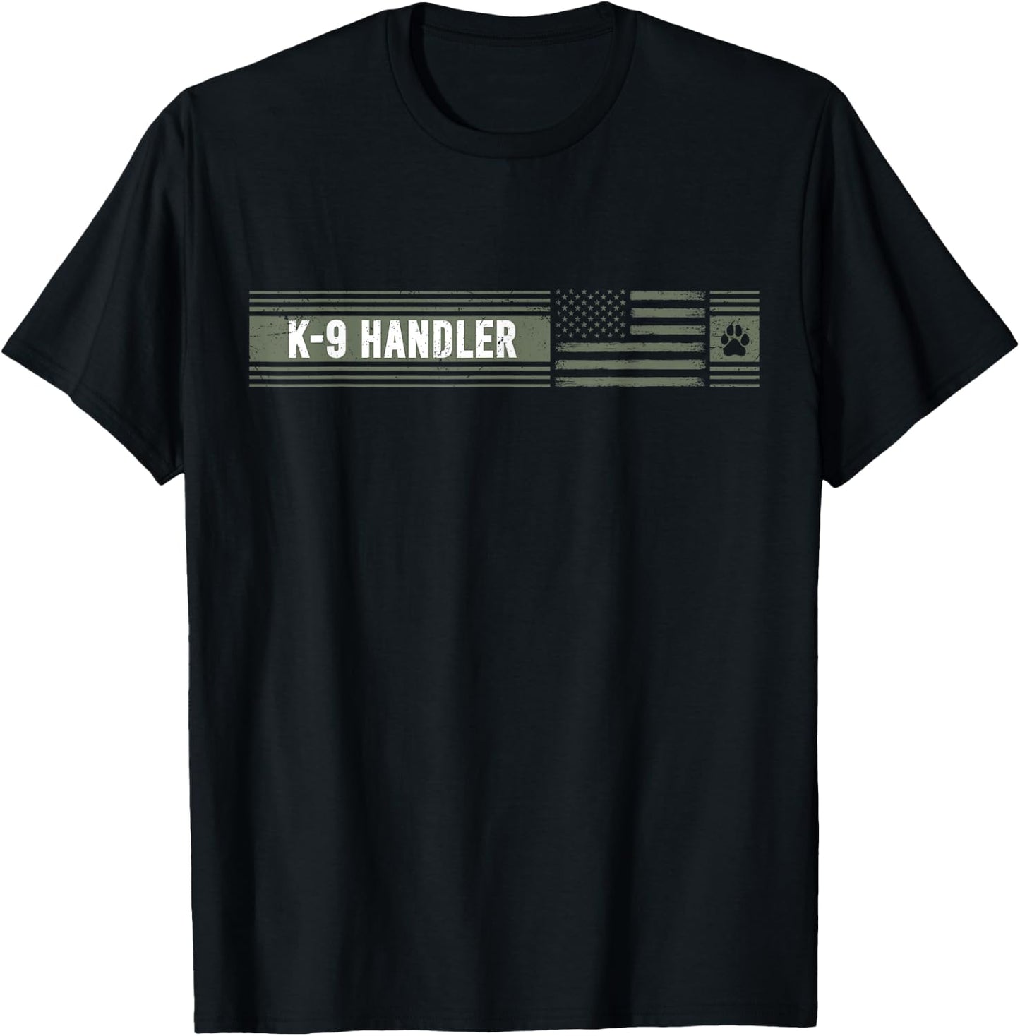 K-9 Handler K9 Unit Gift | Distressed | American Flag T-Shirt - T-Shirt | Black