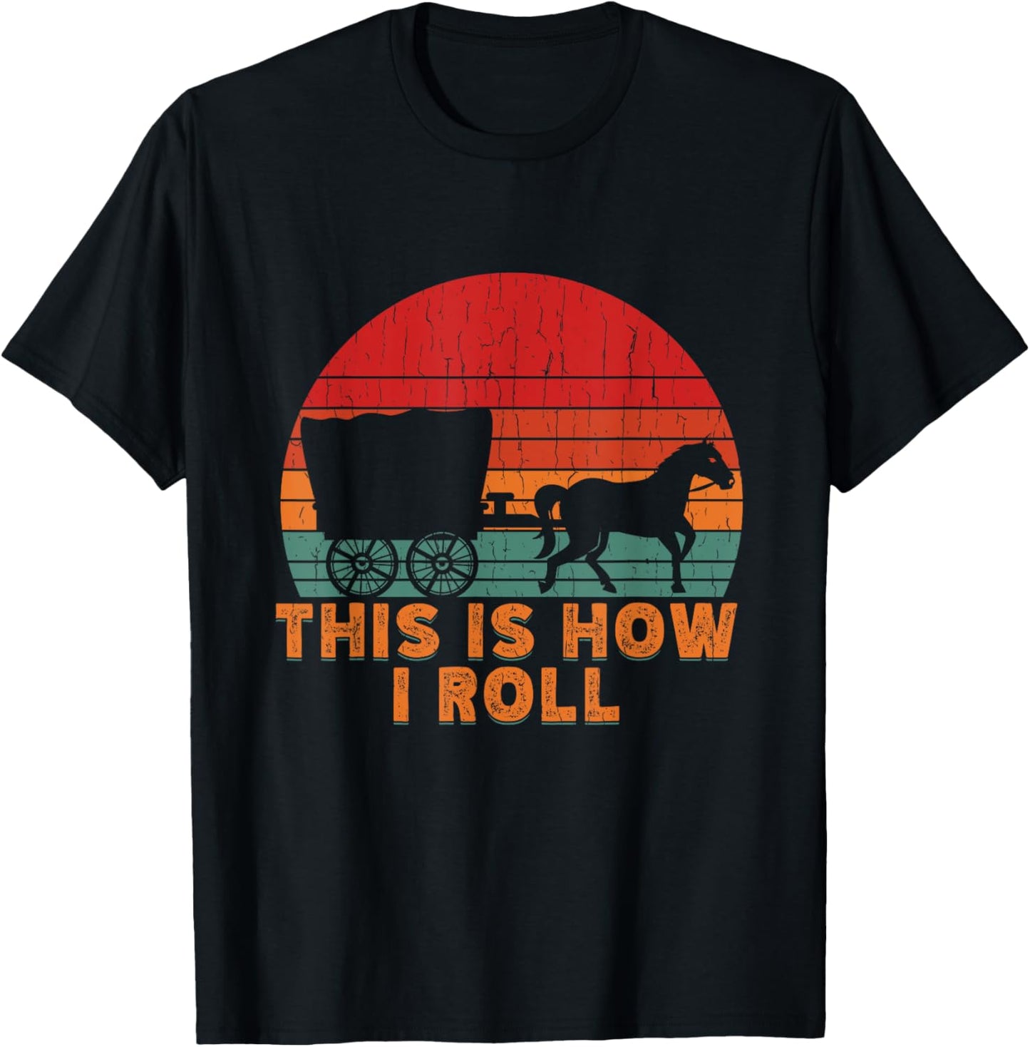 Funny Amish Horse & Buggy This Is How I Roll Lancaster T-Shirt - T-Shirt | Black