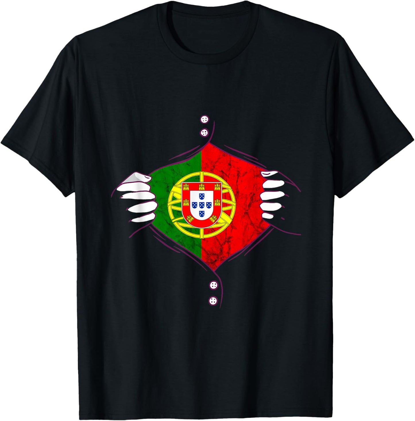 Portugal Flag Chest Portuguese Pride Portuguese Roots T-Shirt - T-Shirt | Black