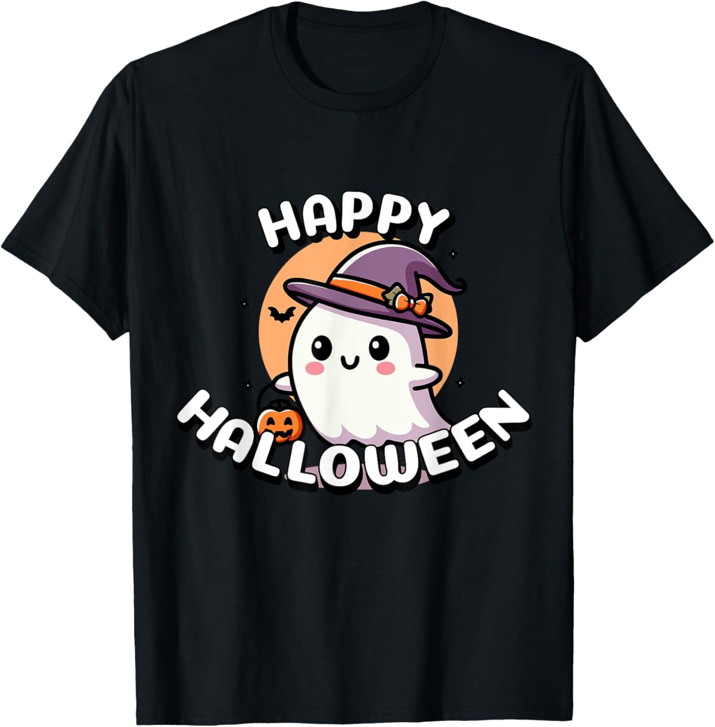 Cute Halloween Ghost for Boys and Girls , Black, S T-Shirt - T-Shirt | Black