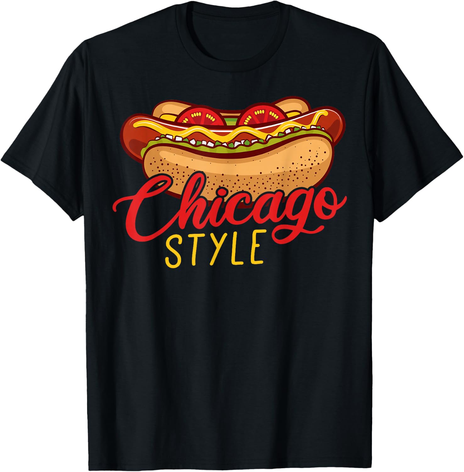 Chicago Style Hot Dog T-Shirt - T-Shirt | Black