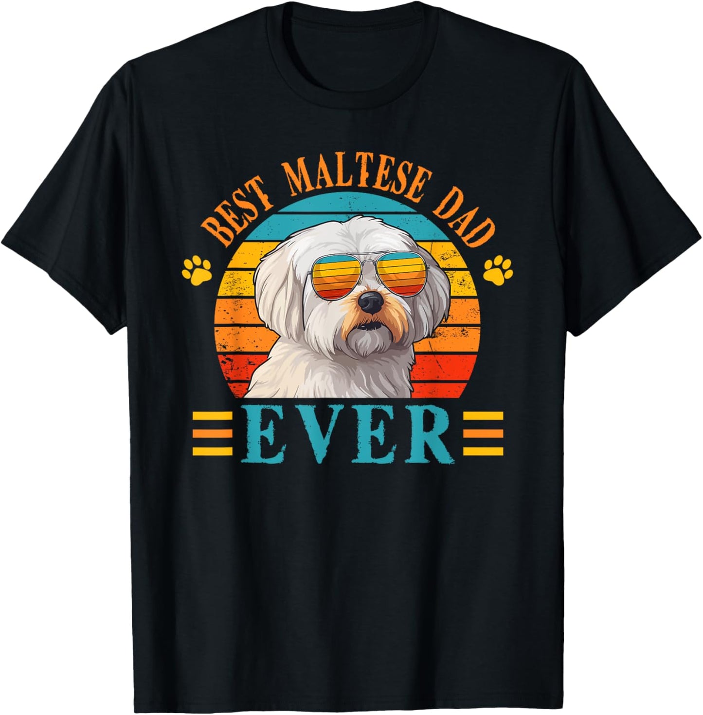 Best Dog Dad Ever, Father's Day Maltese Dad T-Shirt - T-Shirt | Black