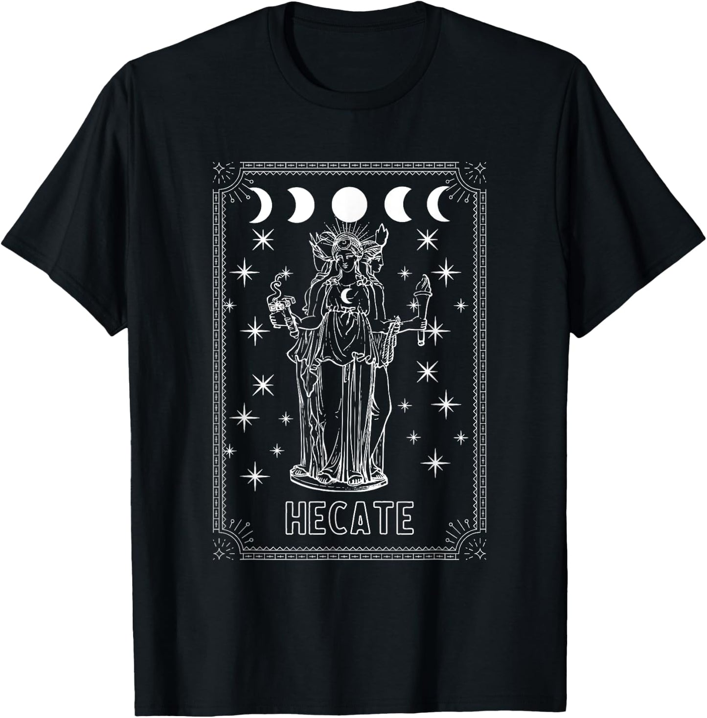 Triple Moon Goddess Tarot Card Wiccan Pagan Witch Hecate T-Shirt - T-Shirt | Black