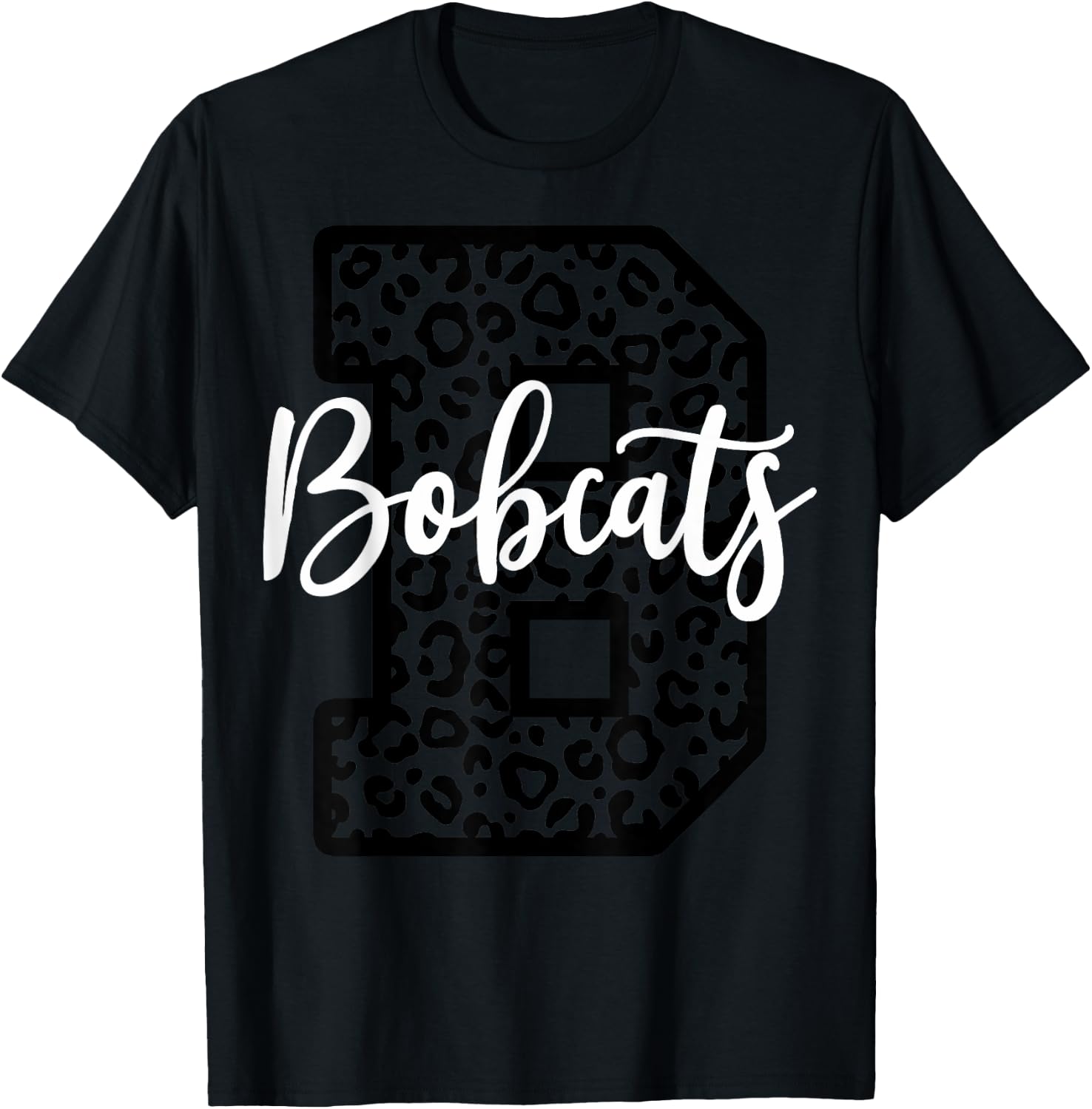 Bobcats School Spirit Leopard Sport Fan Game Day T-Shirt - T-Shirt | Black