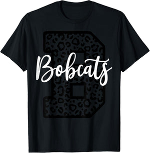 Bobcats School Spirit Leopard Sport Fan Game Day T-Shirt - T-Shirt | Black