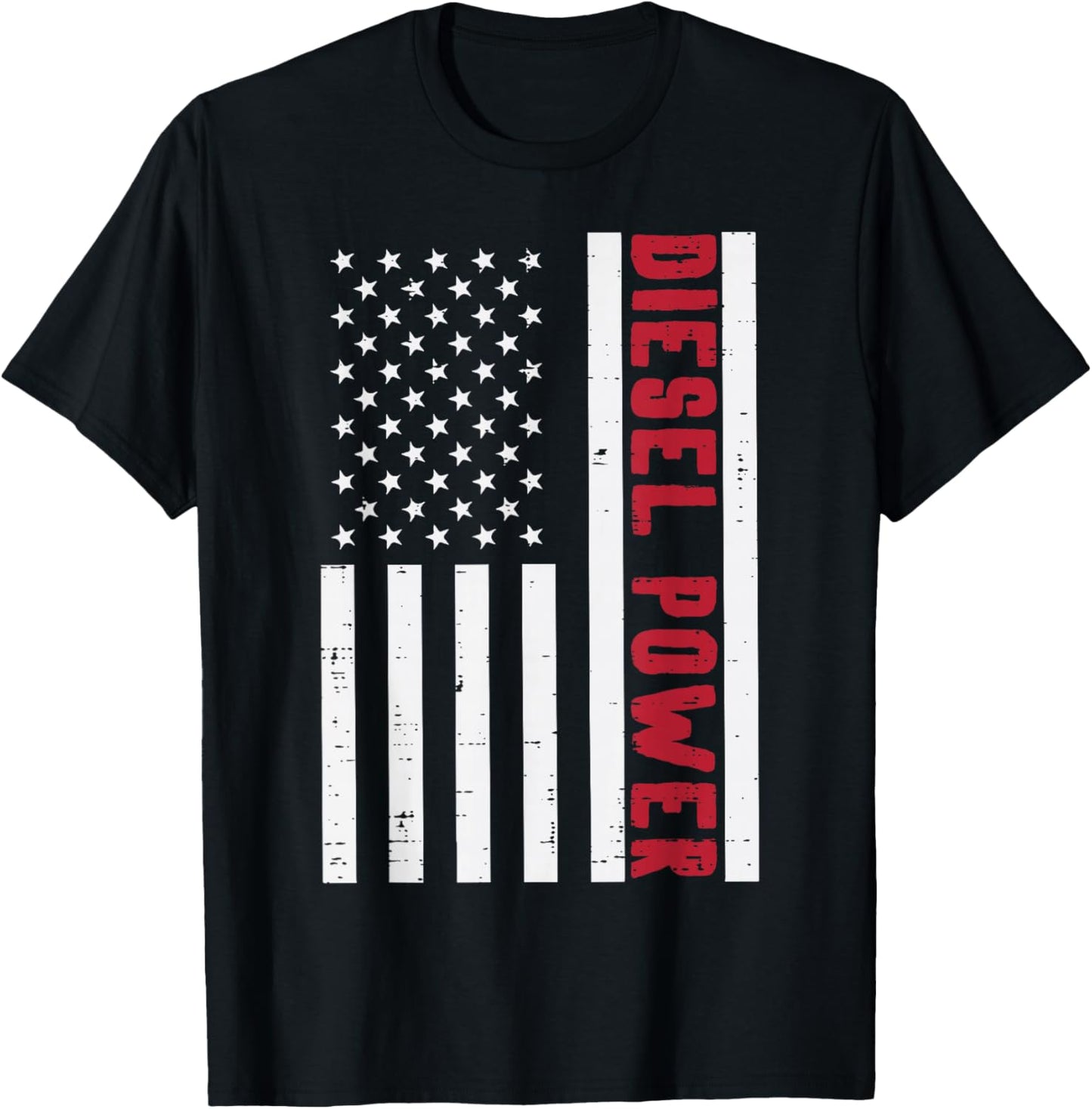 Diesel Power USA Flag Trucker Mechanic Cars Men Women Kids T-Shirt - T-Shirt | Black