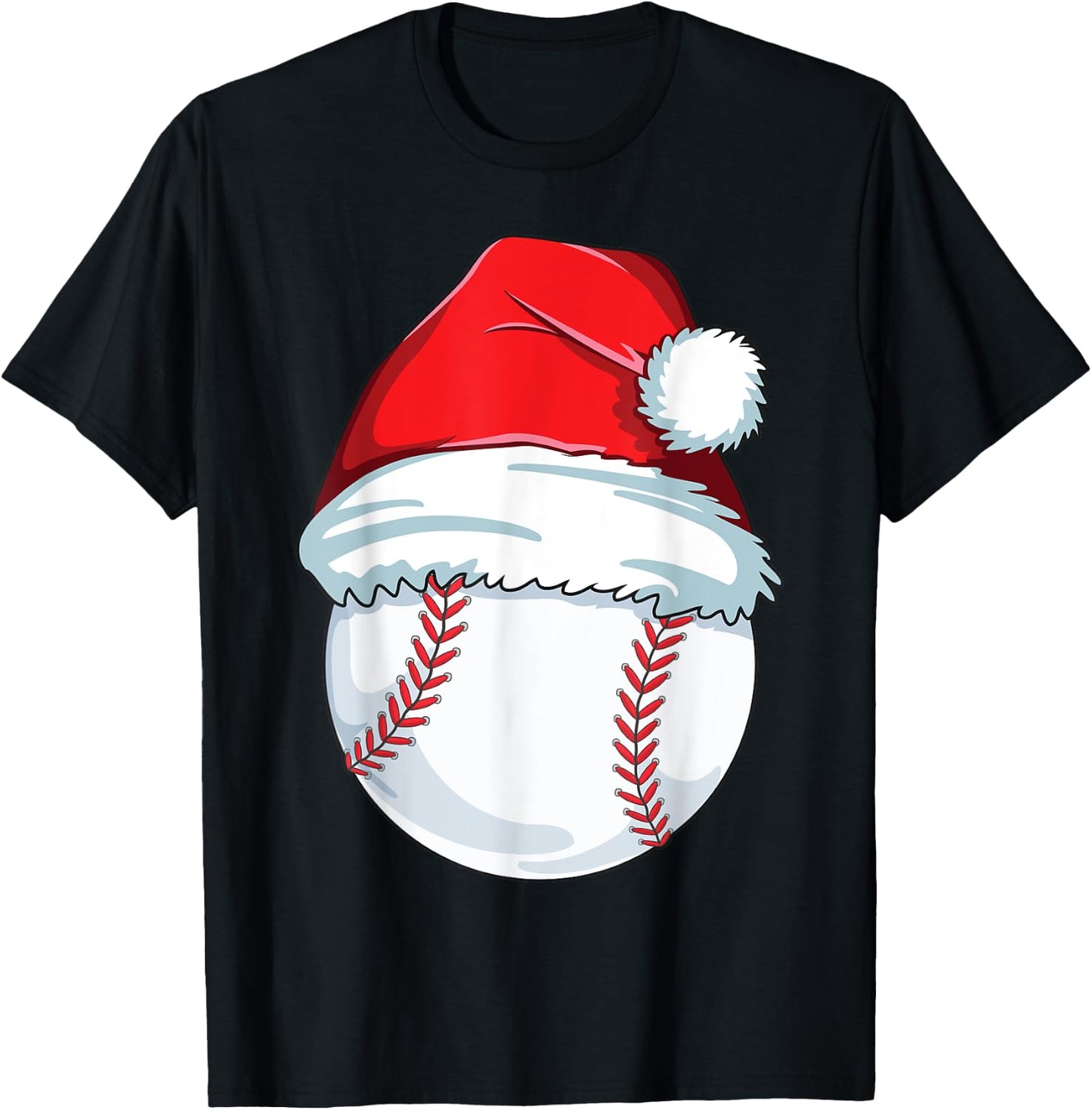 Christmas Baseball Xmas Santa Hat Ball Kids Boys Men T-Shirt - T-Shirt | Black
