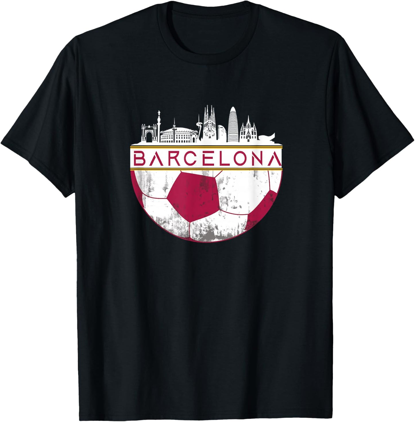 Barcelona City Skyline Soccer Sports Fans Cool T-Shirt - T-Shirt | Black
