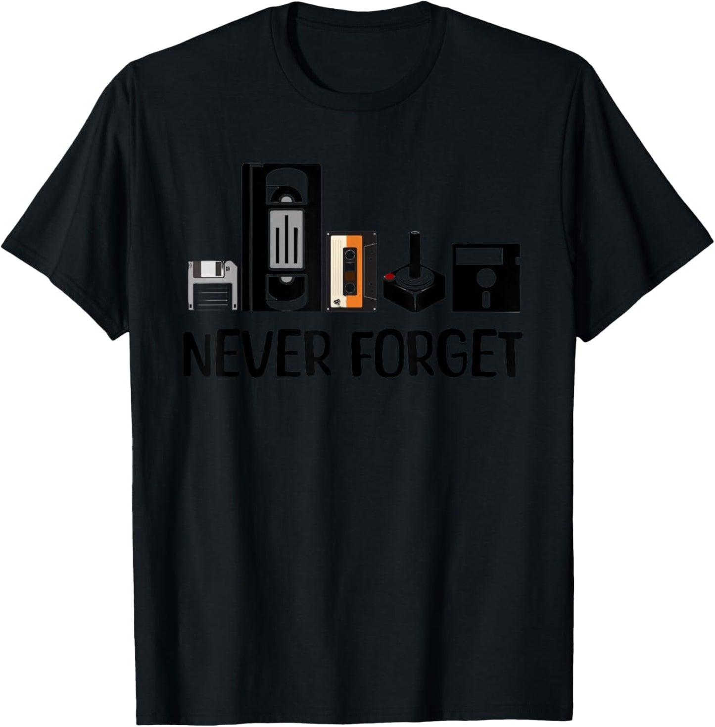 Never Forget Cassette Tape VHS Gamer Old School T-Shirt - T-Shirt | Black