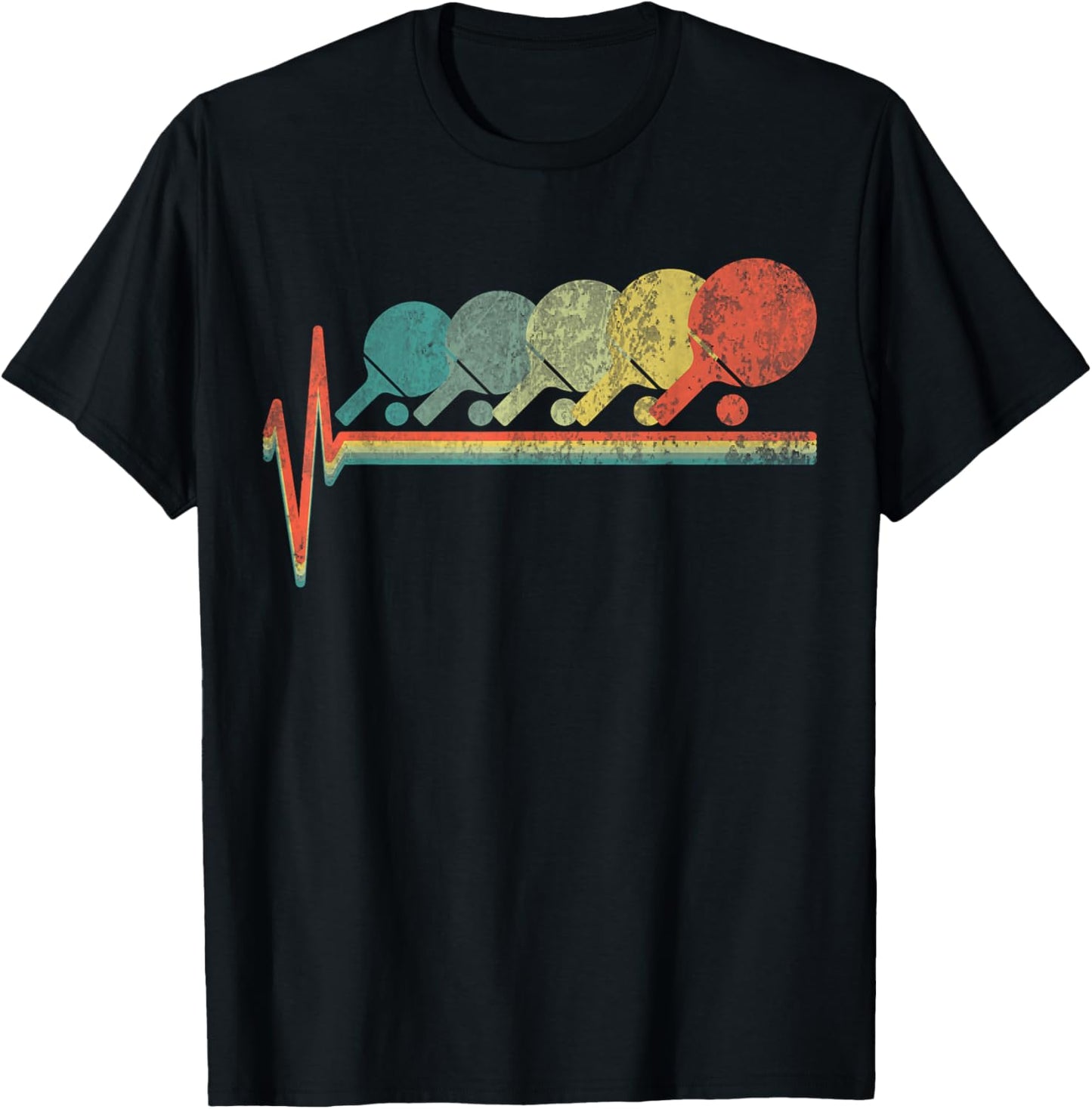 Vintage Ping Pong Paddle Table Tennis Funny 70s Women Men T-Shirt - T-Shirt | Black