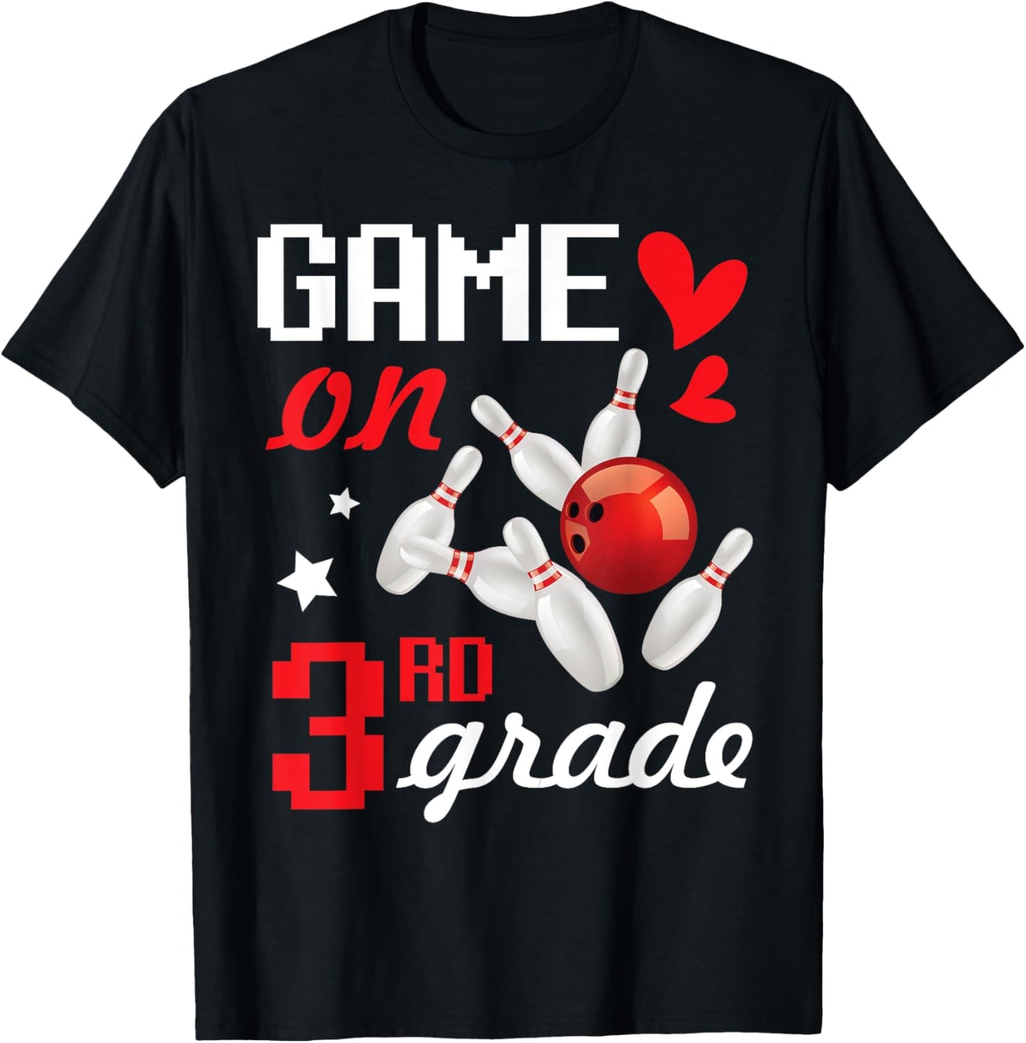 Bowling Bowler Student Back To School Day Game On 3rd Grade T-Shirt - T-Shirt | Black