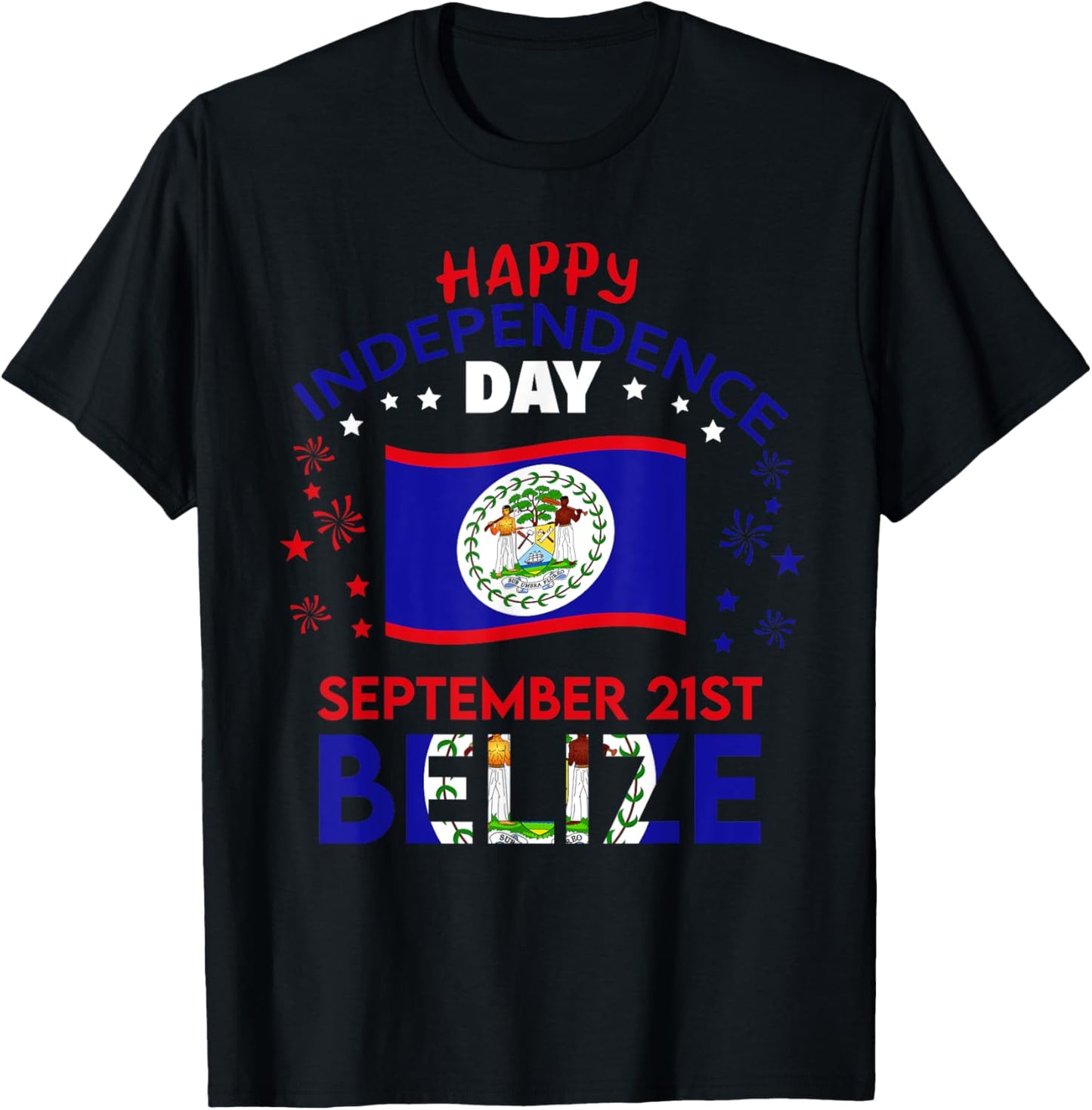 Belize 44th Independence Day Belizean Pride Belize Flag T-Shirt - T-Shirt | Black