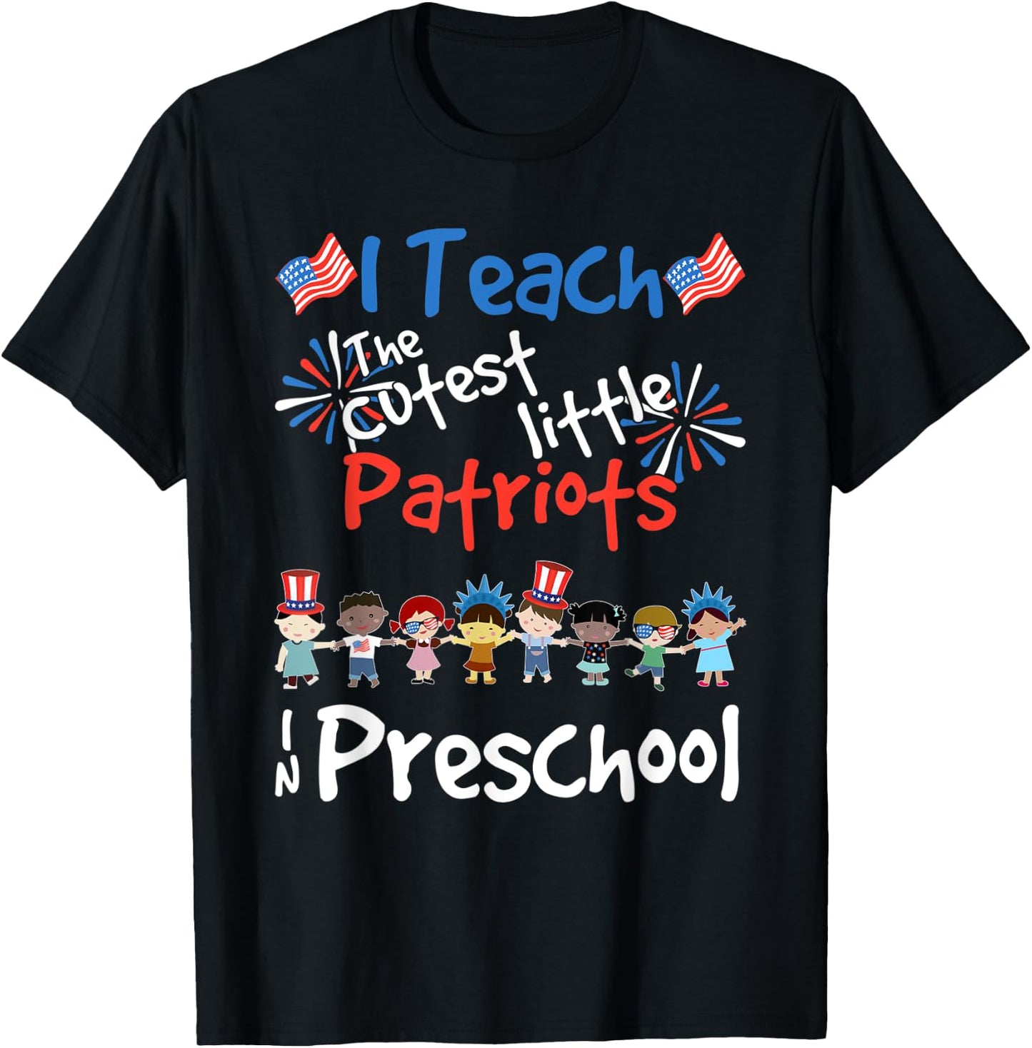 4th Of July Preschool Teacher Shirt For Teachers Patriot T-Shirt - T-Shirt | Black