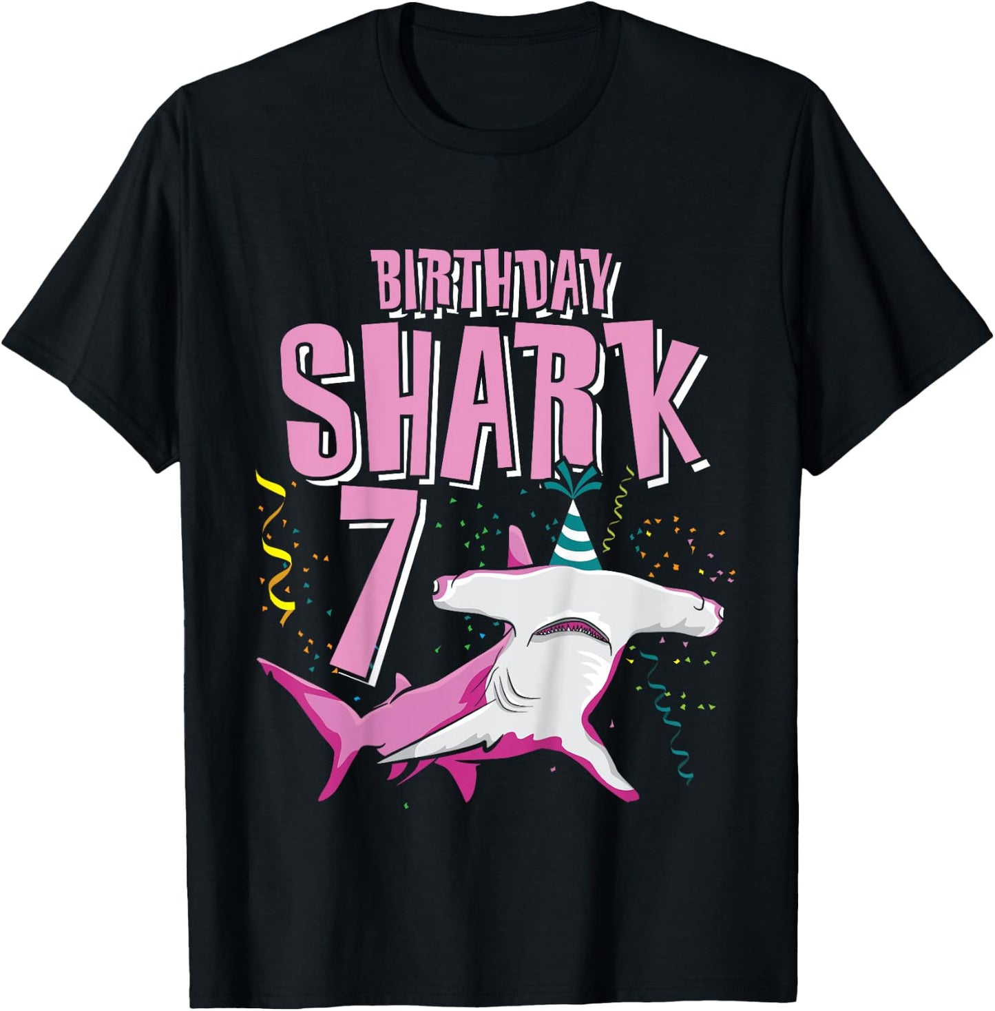 Birthday Shark Shirt 7 Im 7 birthday Shirt Girl Hammerhead T-Shirt - T-Shirt | Black