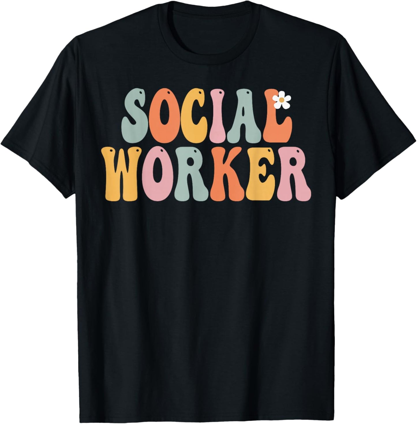 Social Worker Groovy Women Appreciation Day Back To School T-Shirt - T-Shirt | Black
