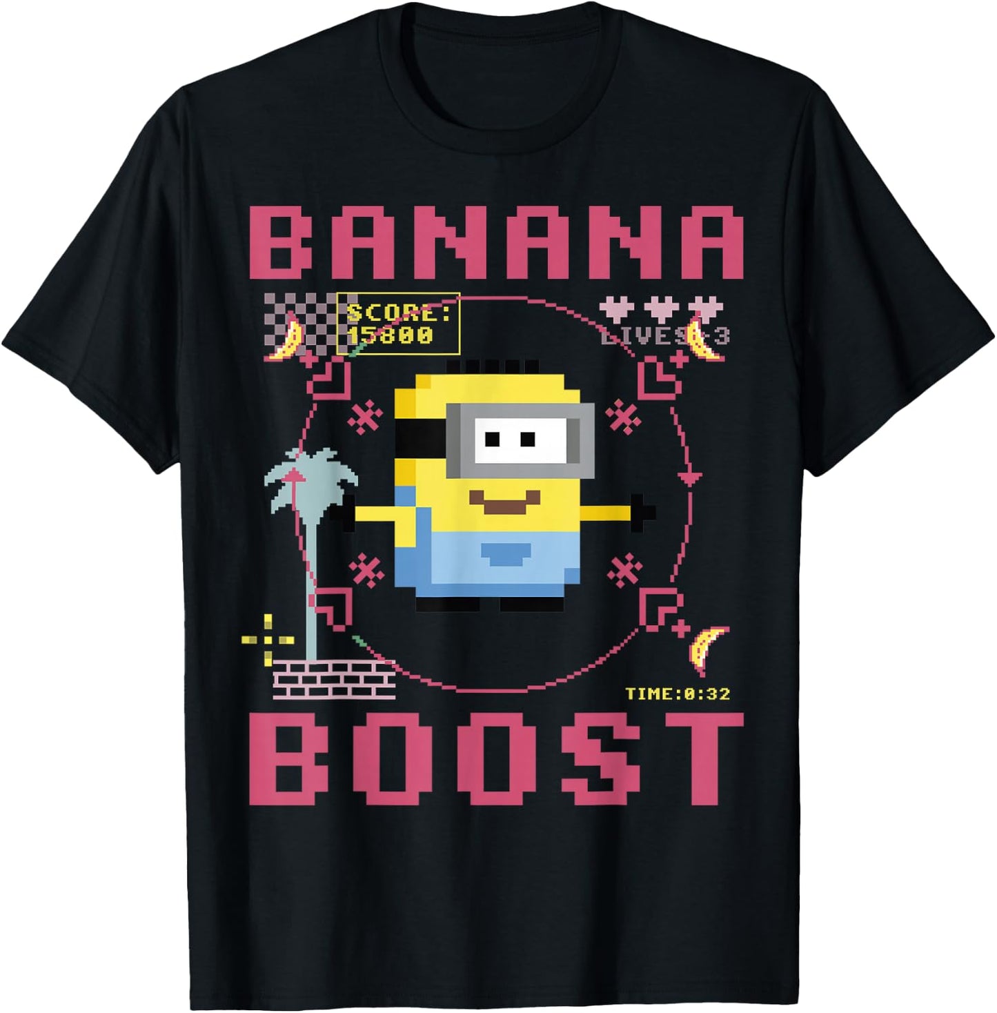 Despicable Me Minions 8-Bit Banana Boost Graphic T-Shirt - T-Shirt | Black