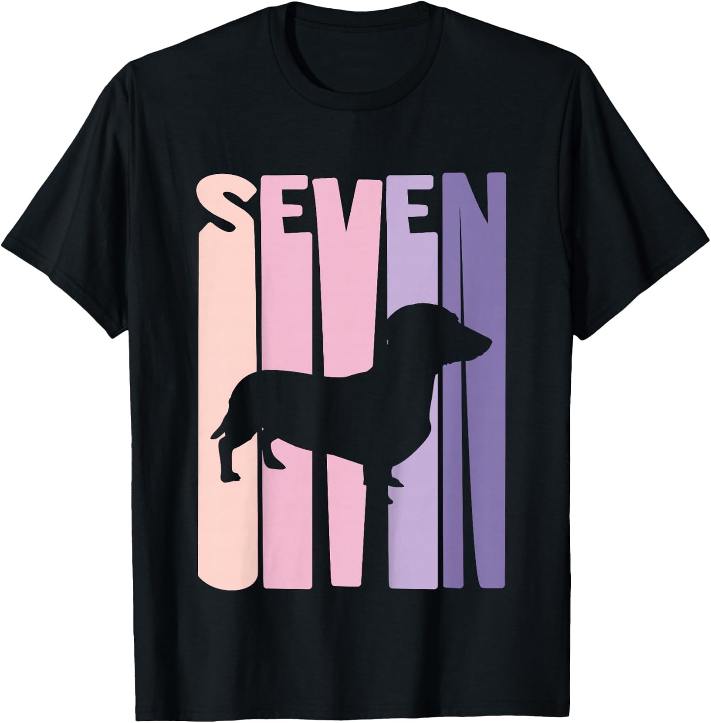 Kids 7 Year Old German Dachshund Lover Birthday Girl T-Shirt - T-Shirt | Black