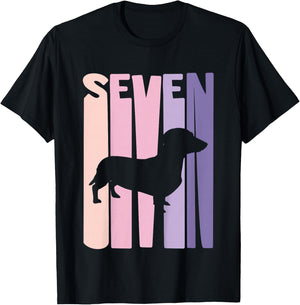 Kids 7 Year Old German Dachshund Lover Birthday Girl T-Shirt - T-Shirt | Black