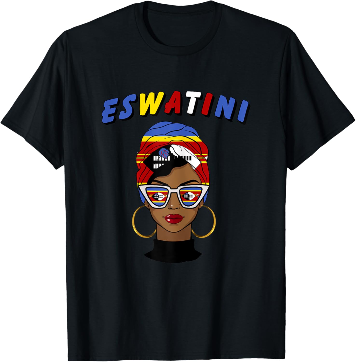 Eswatini , Eswatini Flag, Eswatini Girl, Eswatini Women T-Shirt - T-Shirt | Black
