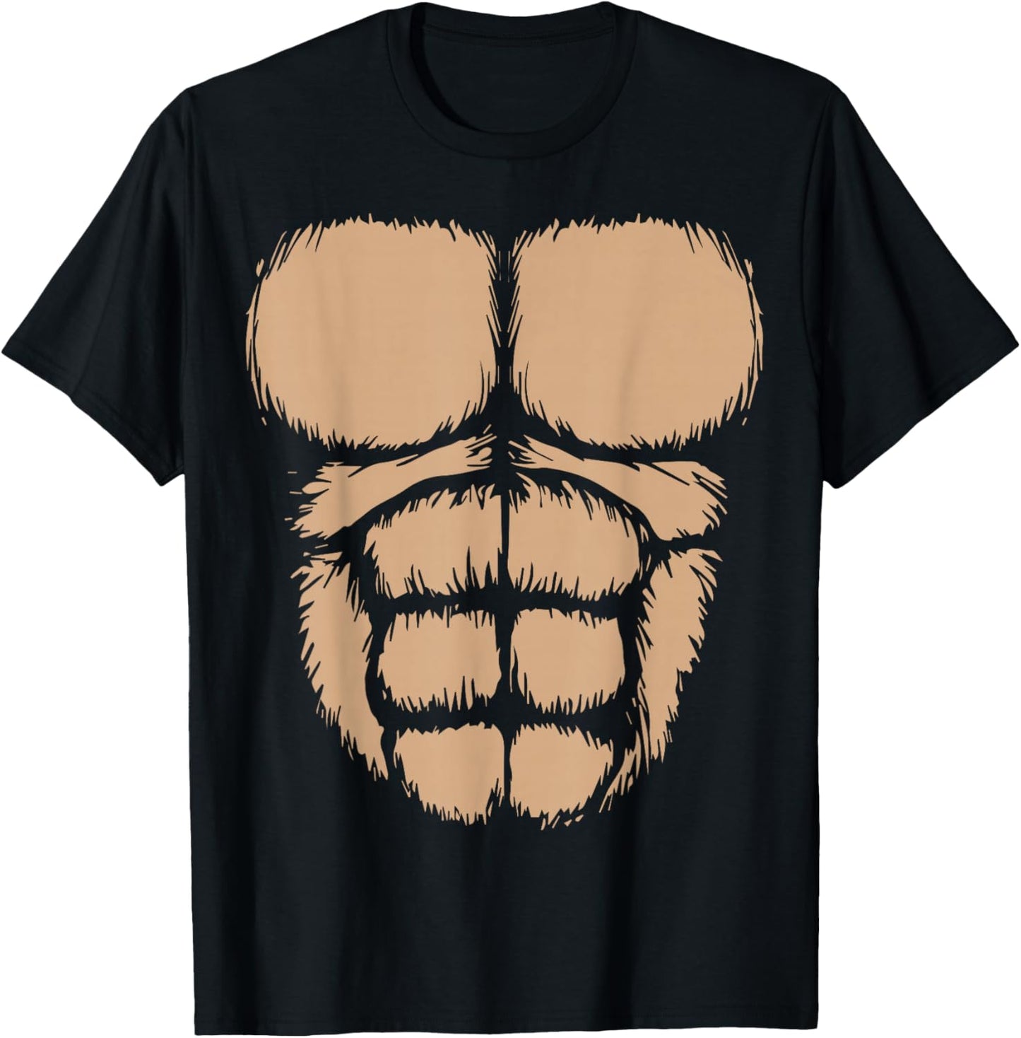Monkey Gorilla Sixpack Belly Gorilla Chest Halloween Costume T-Shirt - T-Shirt | Black