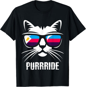 Polyamory Flag Funny Cat Polyamorous Pride T-Shirt - T-Shirt | Black
