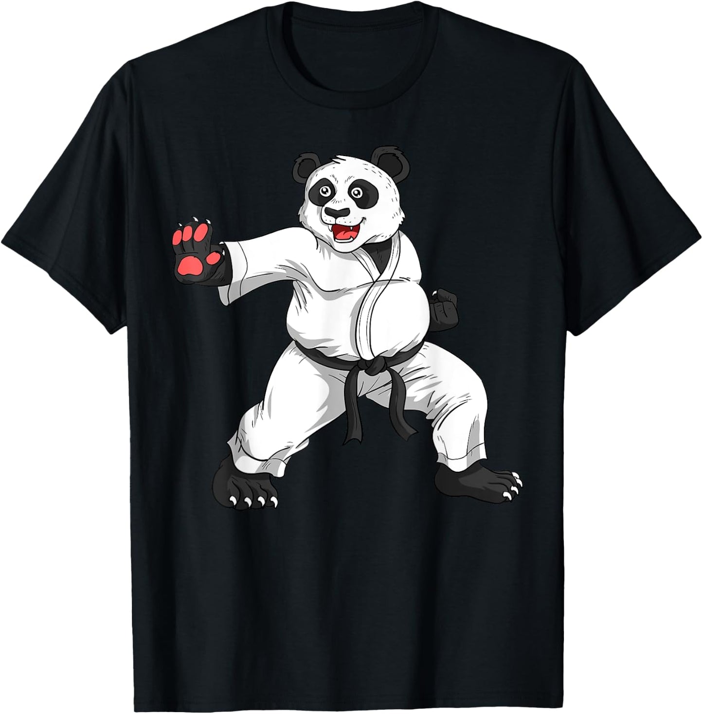 Karate Black Belt Panda Lover Japanese Martial Arts Sport T-Shirt - T-Shirt | Black