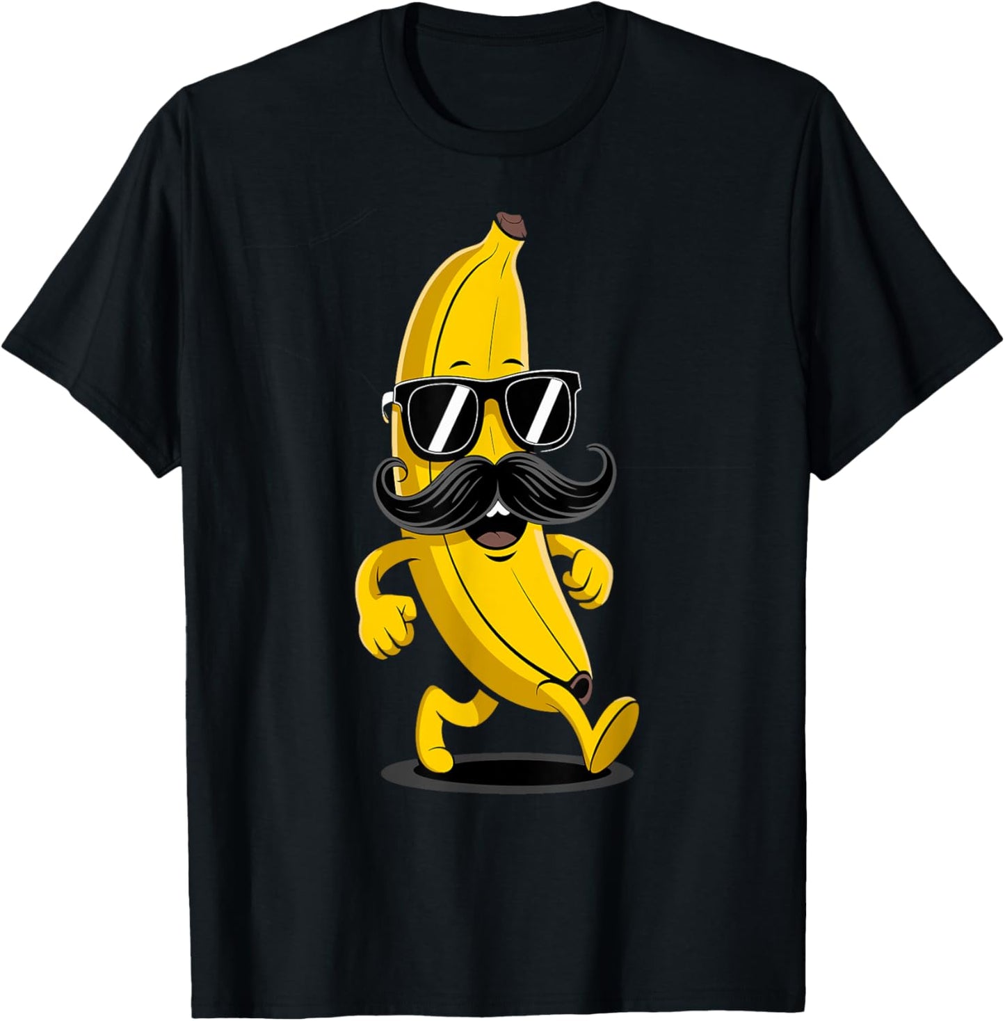 Banana Mustache Sunglasses Face Funny Fruit Cool Banana T-Shirt - T-Shirt | Black