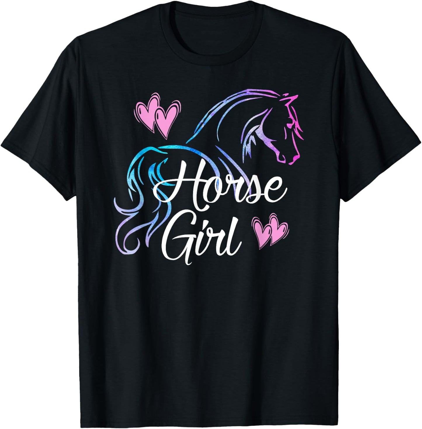 HORSE GIRL Equestrian Rider Teen Tween Kid Women Horse Lover T-Shirt - T-Shirt | Black