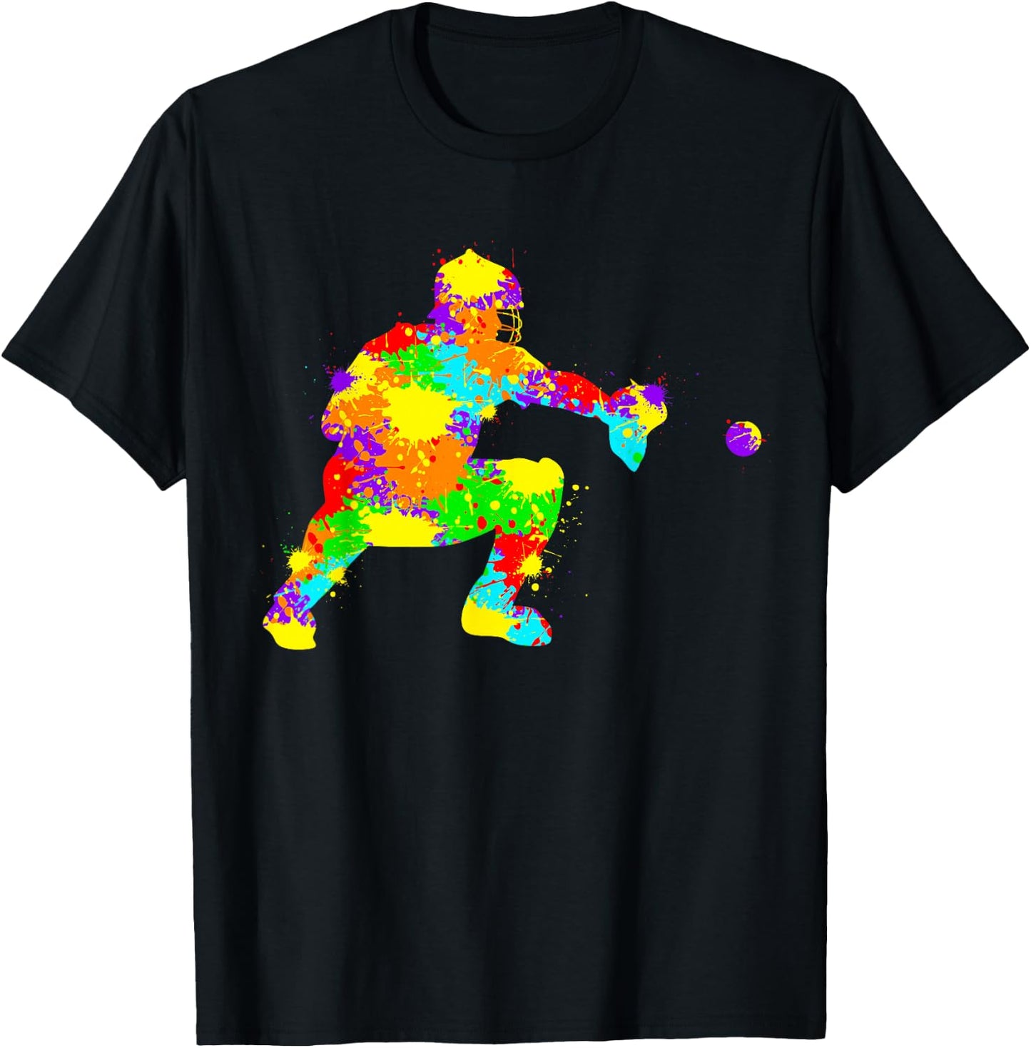 Baseball Catcher Player Kids Boys Youth T-Shirt - T-Shirt | Black