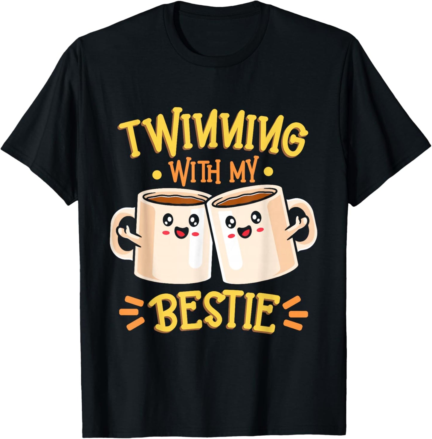 Friends Matching Matching Twin Twinning Bestie Coffee T-Shirt - T-Shirt | Black