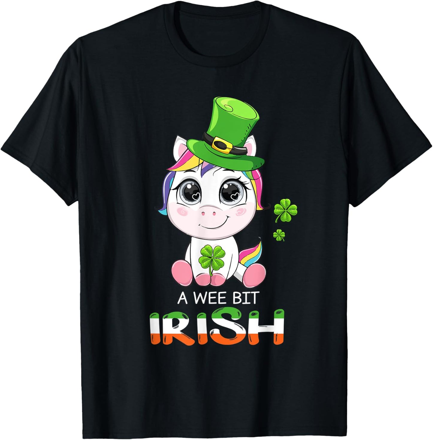 Unicorn A Wee Bit Irish Green For Patrick’s Day Lover T-Shirt - T-Shirt | Black