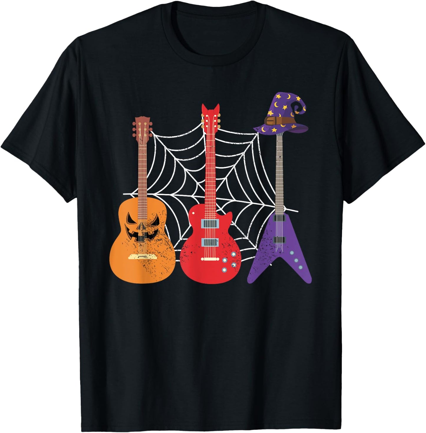 Trick Or Treat Music Guitar Guitarist Gift Spooky Halloween T-Shirt - T-Shirt | Black