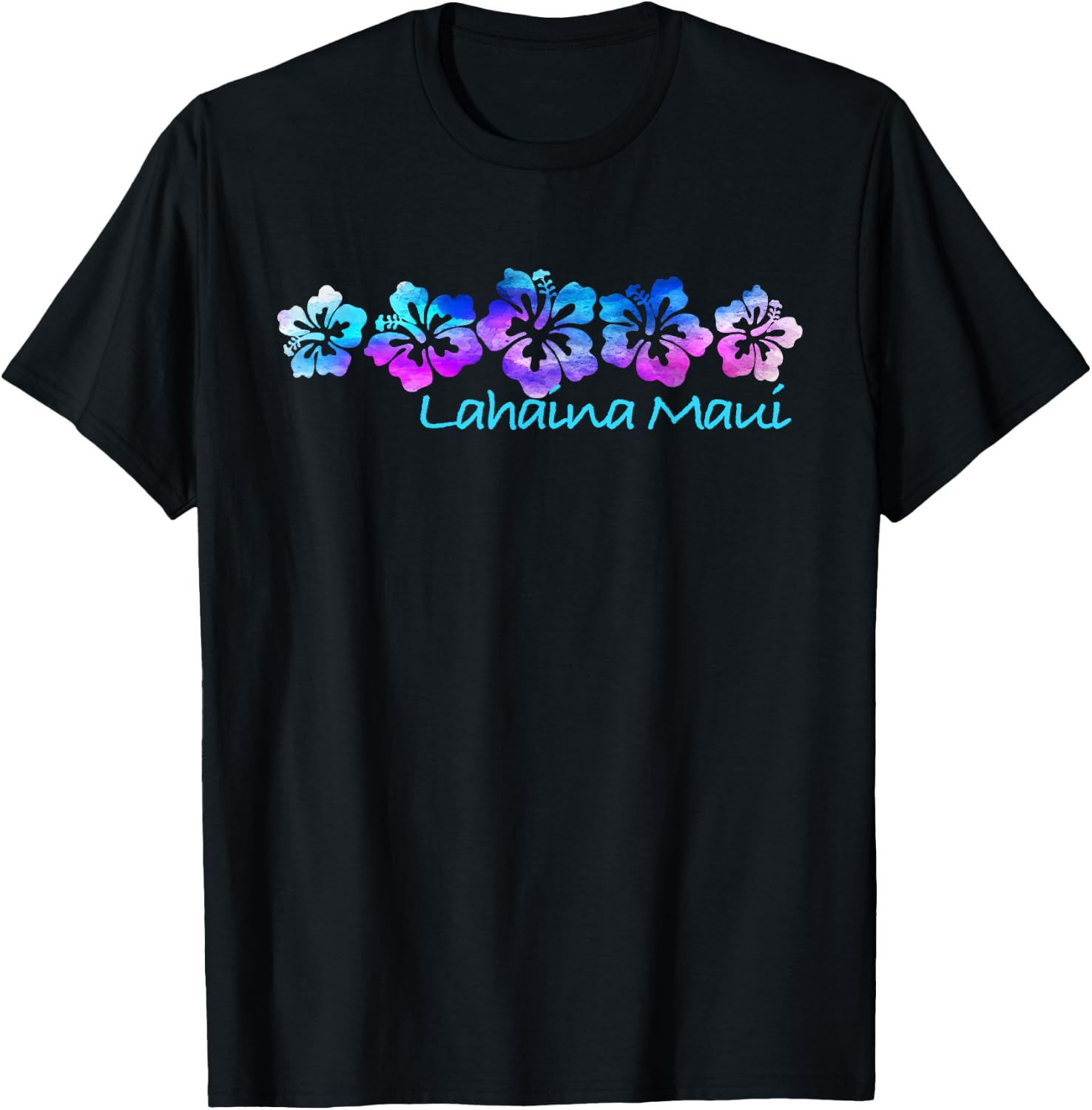 Lahaina Maui Tropical Flower -Vacation Beach T-Shirt - T-Shirt | Black