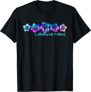 Lahaina Maui Tropical Flower -Vacation Beach T-Shirt - T-Shirt | Black