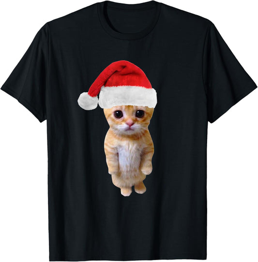 Christmas El Gato Meme Sad Cat Munchkin Kitty Meme Trendy Men Women Kids T-Shirt - T-Shirt | Black