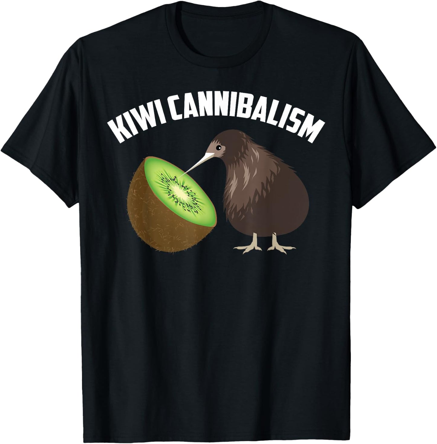 Kiwi Cannibalism | Cute Cannibalistic Bird Gift T-Shirt - T-Shirt | Black