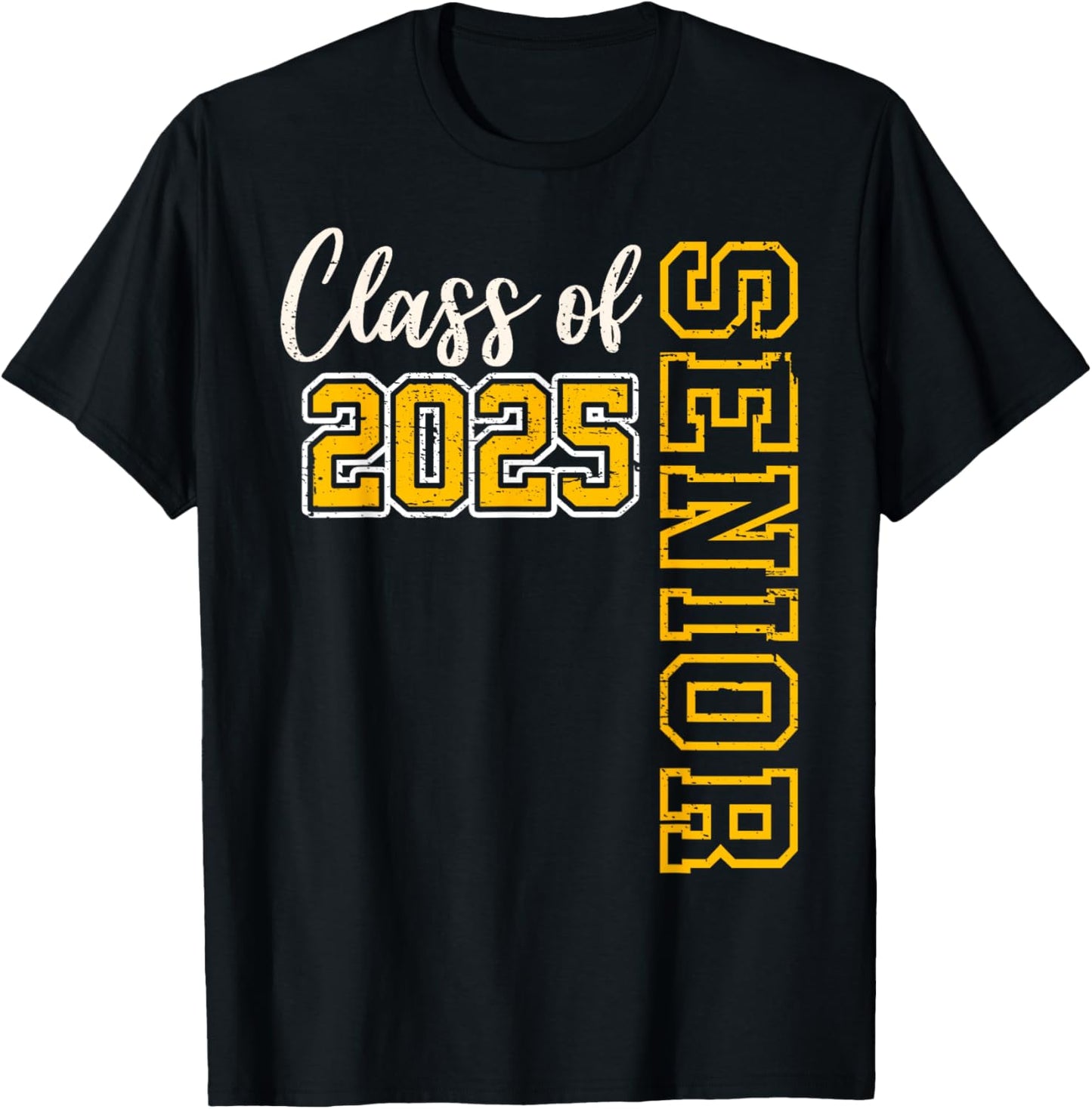 Class of 2025 Senior 25 High School Graduation Black Gold T-Shirt - T-Shirt | Black