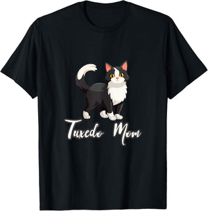 Tuxedo Cat Mom Shirt Funny Kitten Mama Cat Lover Mothers Day Kids T-Shirt - T-Shirt | Black