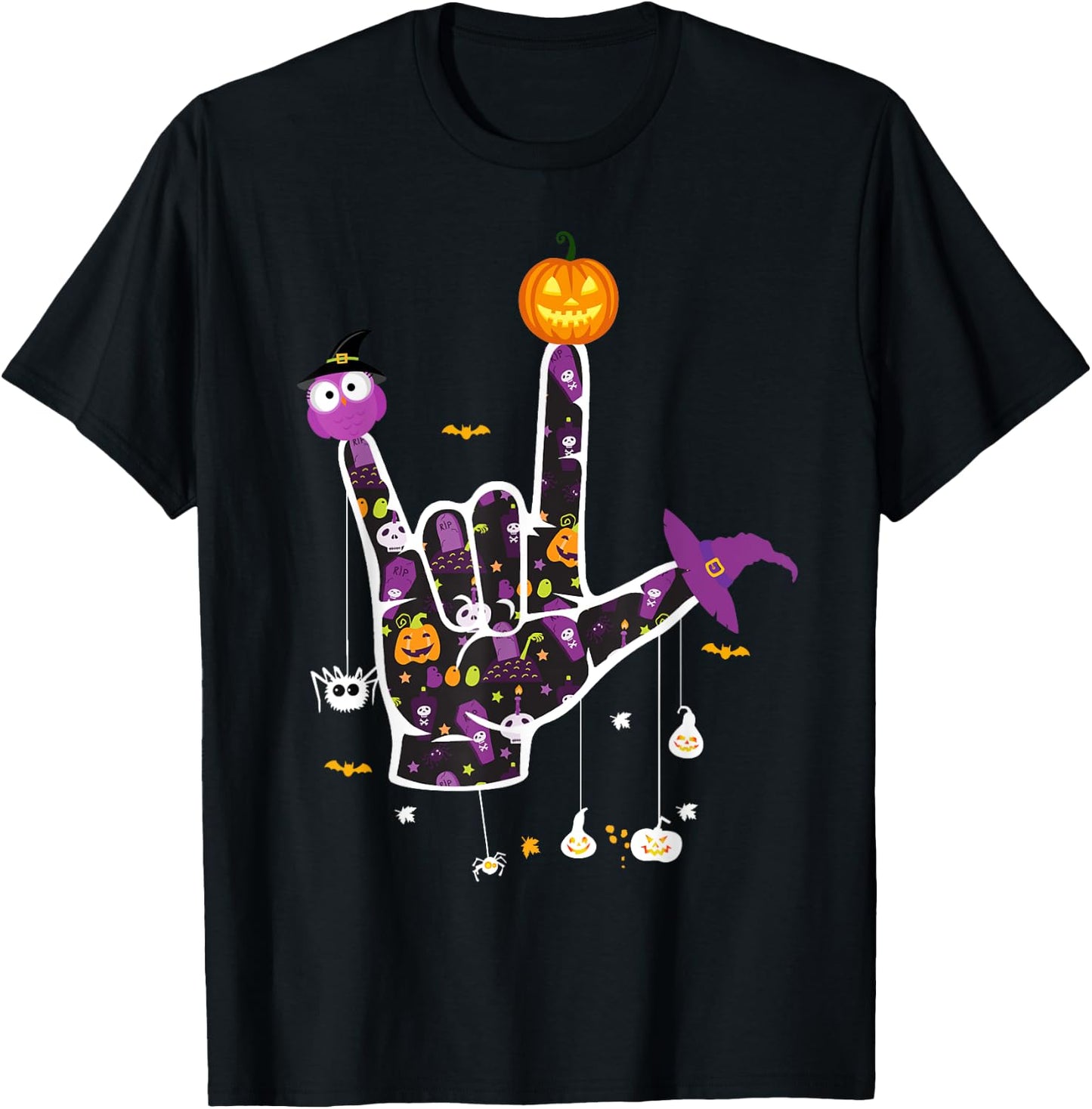 I Love You ASL Halloween Sign Language Halloween Gifts T-Shirt - T-Shirt | Black