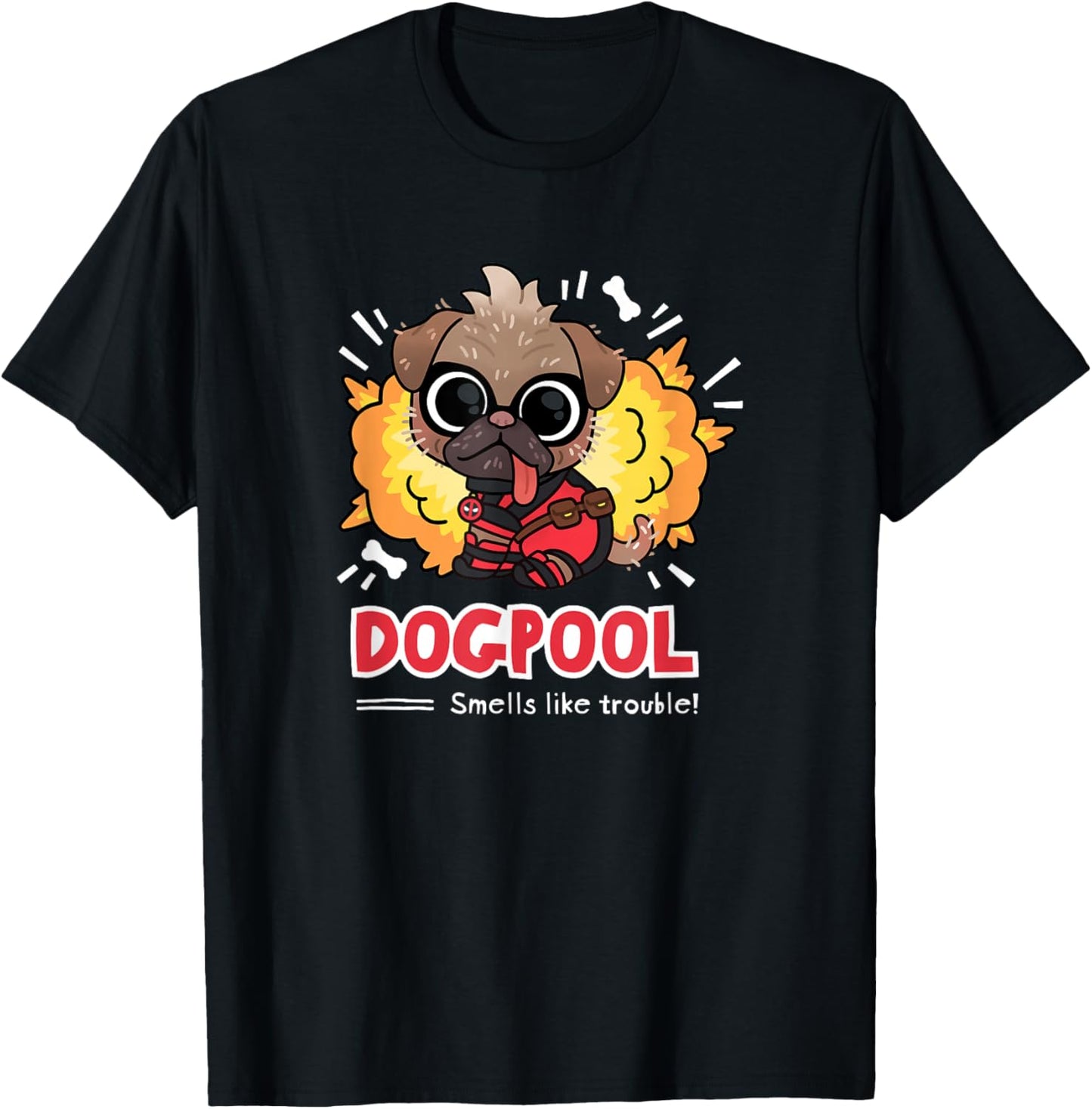 Marvel Studios Deadpool & Wolverine Chibi Dogpool Trouble T-Shirt - T-Shirt | Black